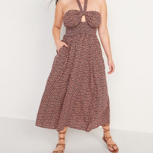 Old Navy Large Dress Floral Leaves Fall Halter Or Strapless - Picture 2 of 9